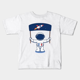 Astronaut Holding Space Flag Kids T-Shirt